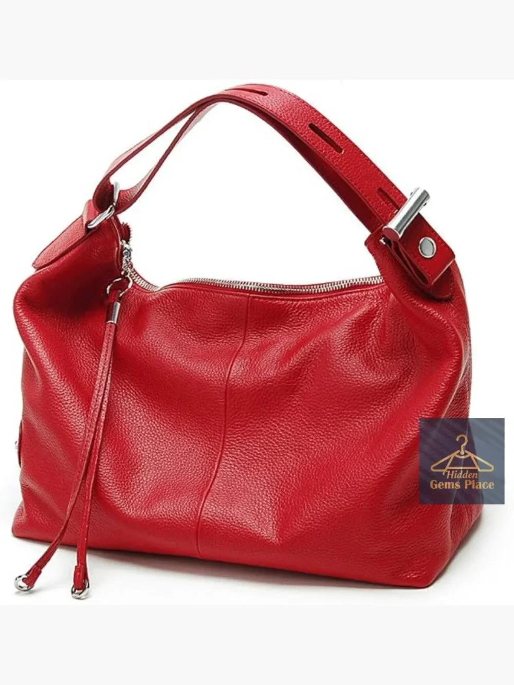 Genuine Leather Hobo Tote Bag, Shoulder Crossbody Purse